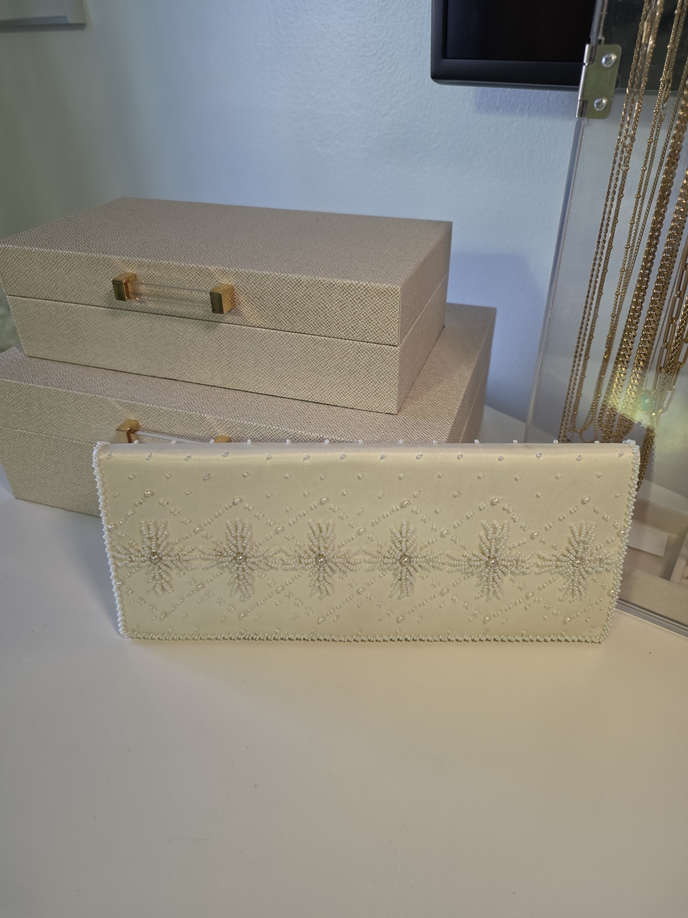 Bridal Elegant Ivory Beaded Clutch